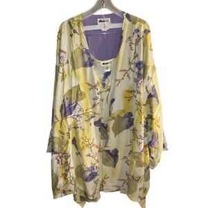 New! 2 piece We be bop 5X tunic top cardigan floral kimono sleeve embroidered